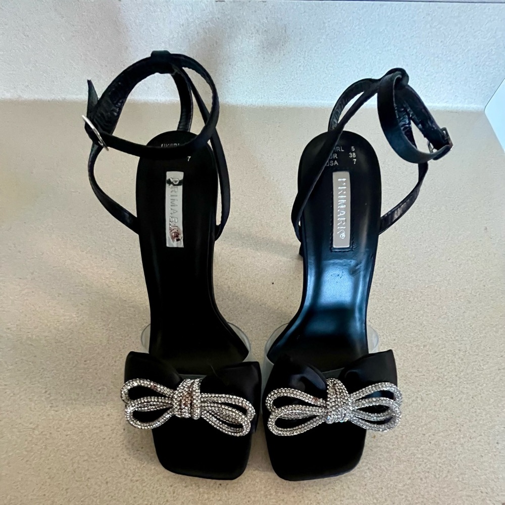 Primark Elegant Black Heels with Sparkling Bow